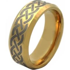 COI Gold Tone Tungsten Carbide Celtic Beveled Edges Ring-TG4512A