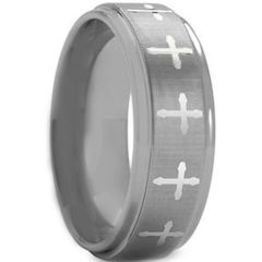 COI Tungsten Carbide Cross Step Edges Ring - TG1818