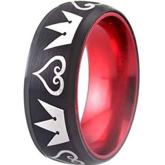 COI Tungsten Carbide Black Red Kingdom & Heart Ring-TG1856