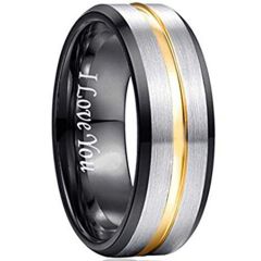 COI Tungsten Carbide Black Gold Center Groove Ring - 193