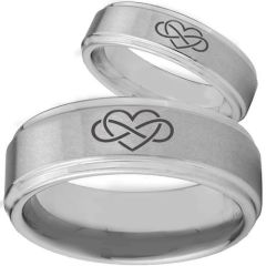 *COI Tungsten Carbide Infinity Hearts Step Edges Ring-TG2146BB