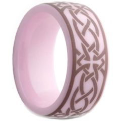 COI Pink Ceramic Cross Celtic Dome Court Ring-TG2559AA