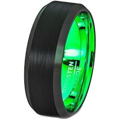 COI Tungsten Carbide Black Green Beveled Edges Ring-TG2566AA