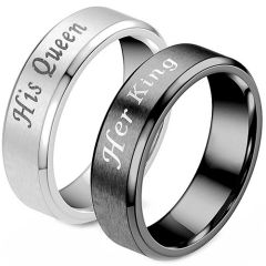 *COI Tungsten Carbide King Queen Beveled Edges Ring-TG2583C