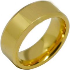 COI Gold Tone Tungsten Carbide Polished Shiny Beveled Edges Ring-TG1936
