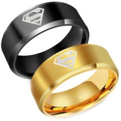 *COI Tungsten Carbide Super Man Beveled Edges Ring-TG2761AA