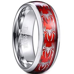 COI Tungsten Carbide Silver Red Spider Man Ring-TG2901AA