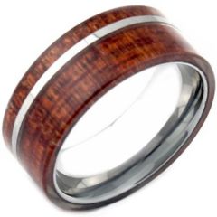 COI Tungsten Carbide Pipe Cut Flat Ring With Wood-2994