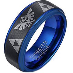 COI Tungsten Carbide Black Blue Legend Zelda Ring-TG305BB