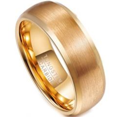 COI Gold Tone Tungsten Carbide Polished Shiny Matt Beveled Edges Ring-TG3108BB