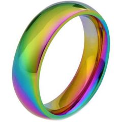 *COI Tungsten Carbide Rainbow Color Dome Court Ring-TG4194