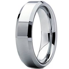 COI Tungsten Carbide High Polished Shiny Beveled Edges Ring-TG3427