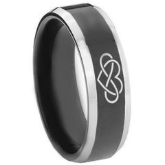 *COI Tungsten Carbide Infinity Heart Beveled Edges Ring - TG3446