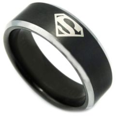 *COI Tungsten Carbide Super Man Beveled Edges Ring-TG3459CC