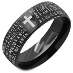 COI Tungsten Carbide Cross Scripture Dome Court Ring-TG3498CC