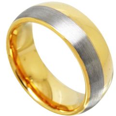COI Gold Tone Tungsten Carbide Offset Line Ring-TG4369