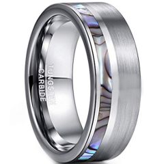 COI Tungsten Carbide Offset Abalone Shell Ring-TG3755