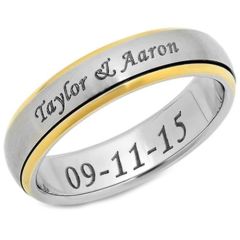*COI Tungsten Carbide Ring With Custom Names Engraving - TG3850