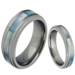 COI Tungsten Carbide Abalone Shell Step Edges Ring-TG4307