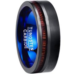 COI Tungsten Carbide Black Blue Offset Wood Ring-TG3901