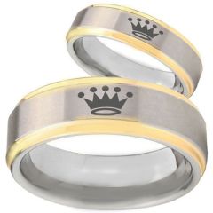 COI Gold Tone Tungsten Carbide King Crown Ring-TG3920BB