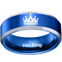 COI Tungsten Carbide King Crown Beveled Edges Ring-TG4708