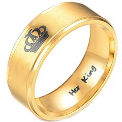 *COI Gold Tone Tungsten Carbide King Crown Pipe Cut Ring-TG3988
