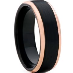 *COI Tungsten Carbide Black Rose Step Edges Ring-TG4102