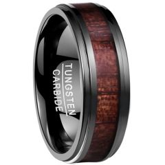 COI Black Tungsten Carbide Wood Step Edges Ring-TG4170B