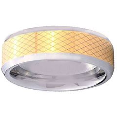 COI Gold Tone Tungsten Carbide Laser Pattern Ring-TG4344