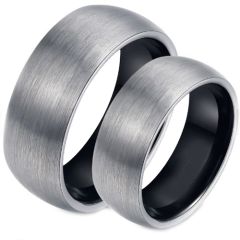 COI Tungsten Carbide Black Silver Dome Court Ring-TG4354