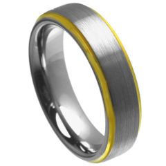 COI Gold Tone Tungsten Carbide Step Edges Ring - TG4457