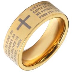 *COI Gold Tone Tungsten Carbide Cross Scripture Ring-TG4463AA