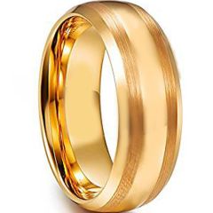 COI Gold Tone Tungsten Carbide Double Lines Ring-TG4608