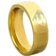 *COI Gold Tone Tungsten Carbide Super Man Pipe Cut Ring-TG4612CC