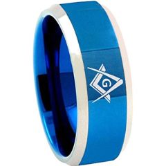 *COI Tungsten Carbide Masonic Beveled Edges Ring-TG4685BB