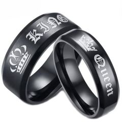 *COI Black Tungsten Carbide King Queen Crown Ring-TG4719