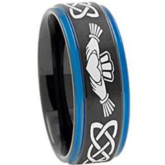 *COI Tungsten Carbide Black Blue Mo Anam Cara Ring-TG4722AA