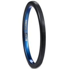 COI Tungsten Carbide Black Blue 2mm Dome Court Ring-TG5044