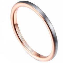 COI Tungsten Carbide Rose Silver 2mm Dome Court Ring-TG5063