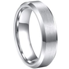 *COI Tungsten Carbide High Polished Satin Finished Beveled Edges Ring-TG613