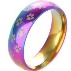 *COI Tungsten Carbide Rainbow Color Ring With Paws- TG3491AA