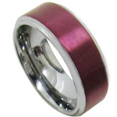 COI Tungsten Carbide Purple Red Beveled Edges Ring-TG5105