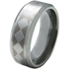 COI Tungsten Carbide Checkered Flag Beveled Edges Ring-5328
