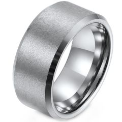 COI Tungsten Carbide 10mm Polished Shiny Matt Beveled Edges Ring-5430