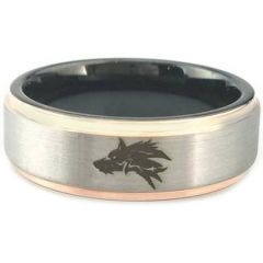 COI Tungsten Carbide Black Rose Wolf Step Edges Ring-5446
