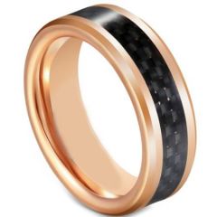 COI Rose Tungsten Carbide Beveled Edges Ring With Carbon Fiber-5595