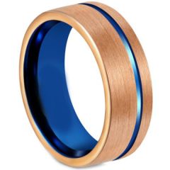 COI Tungsten Carbide Blue Rose Offset Groove Ring-5610