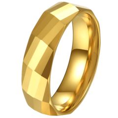 COI Gold Tone Tungsten Carbide Faceted Ring-5620