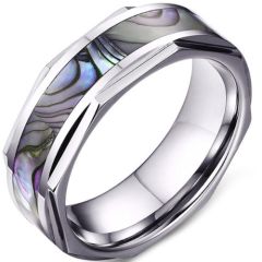 COI Tungsten Carbide Ring With Abalone Shell-5641